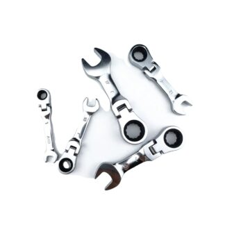 Mini Short Handle Ratchet Wrench with Movable Head